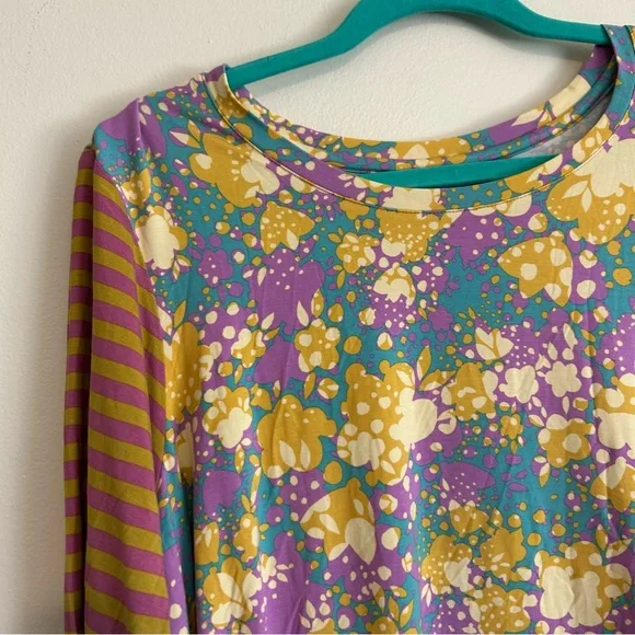 LOGO by Lori Goldstein Multicolor Floral and Striped Blouse - Picture 4 of 7